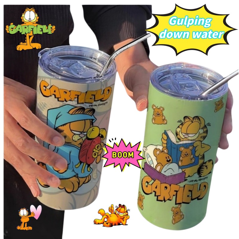 Stainless Steel Straw - Garfield Coffee Cup Couple's High Color