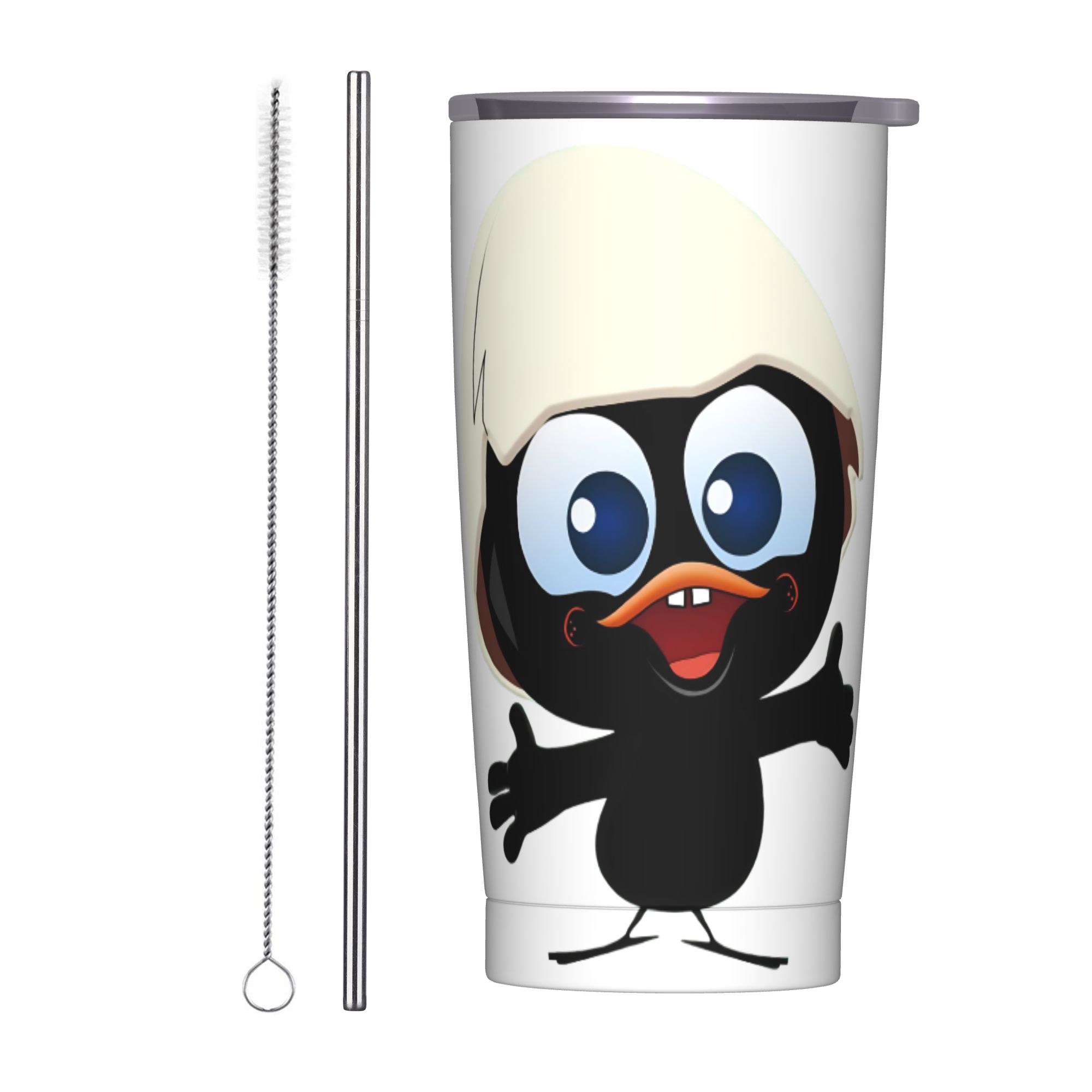 Stainless Steel Straw - Calimero Black Chicken Insulated Tumbler Vacuum