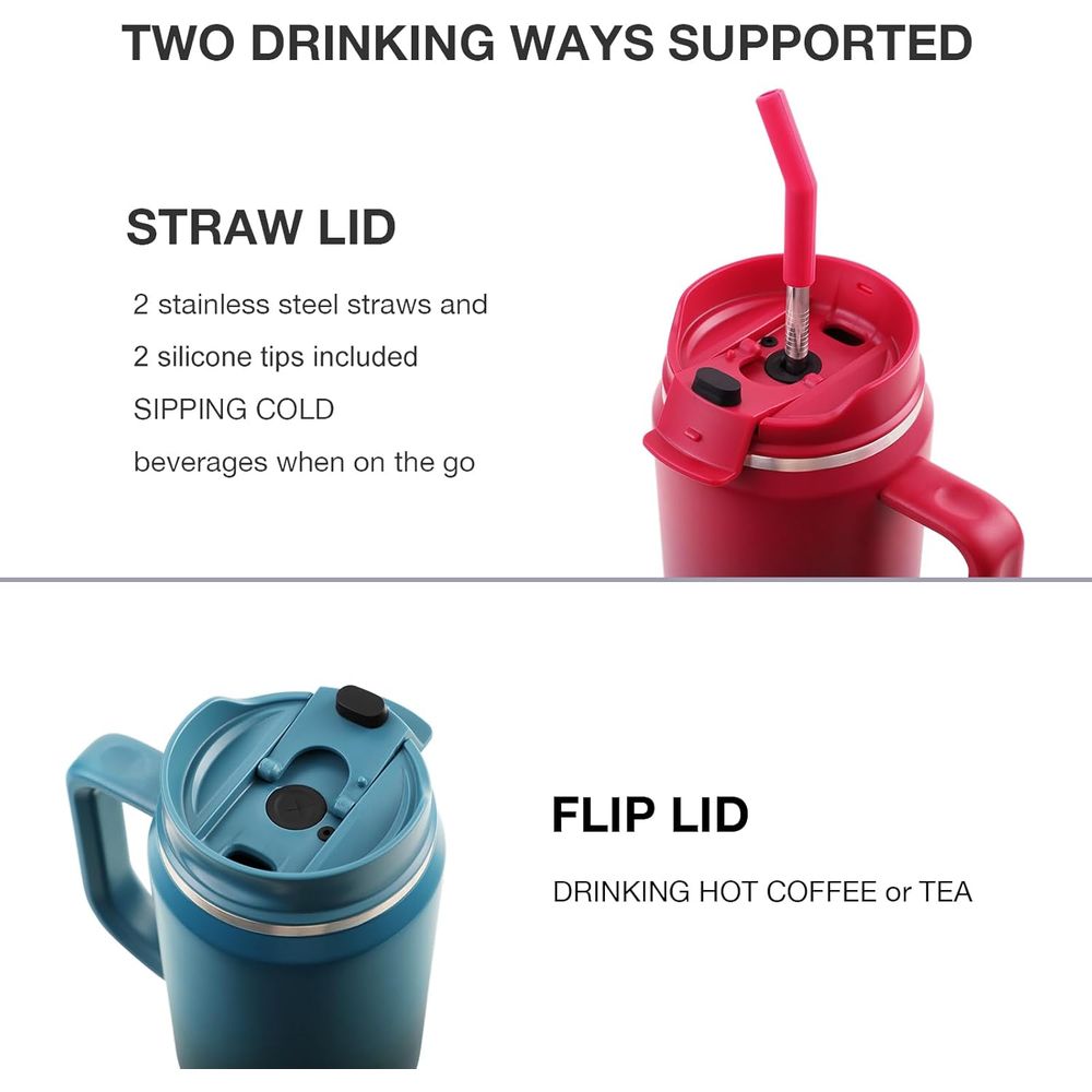 40 oz Insulated Travel Mug wit - Stainless Steel Straw 评论和价格