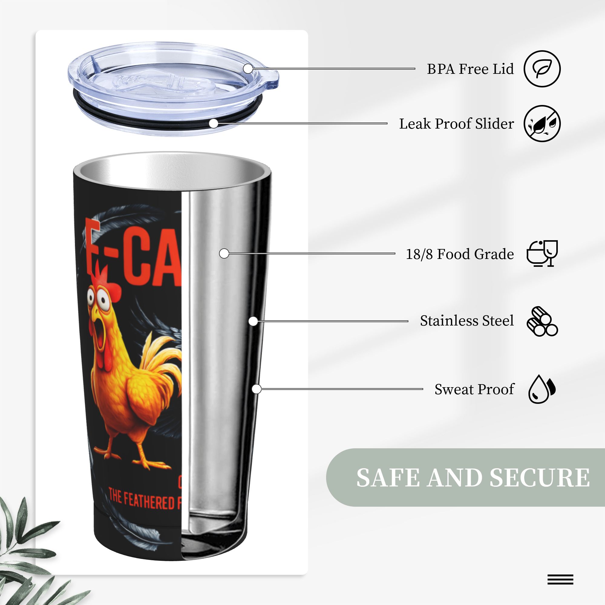 F-Caw-F Chicken FCAWF Insulate - Stainless Steel Straw 评论和价格