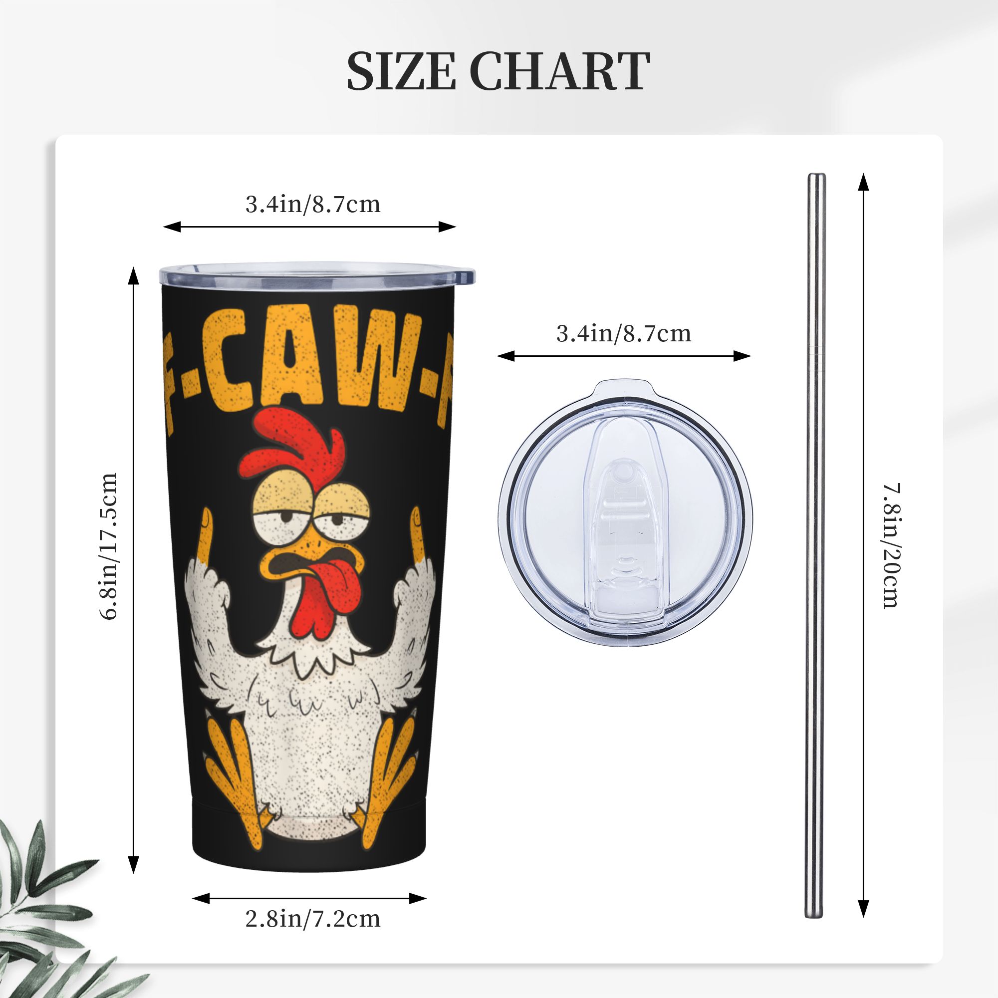 Funny F-Caw-F Chicken FCAWF Tu - Stainless Steel Straw 评论和价格