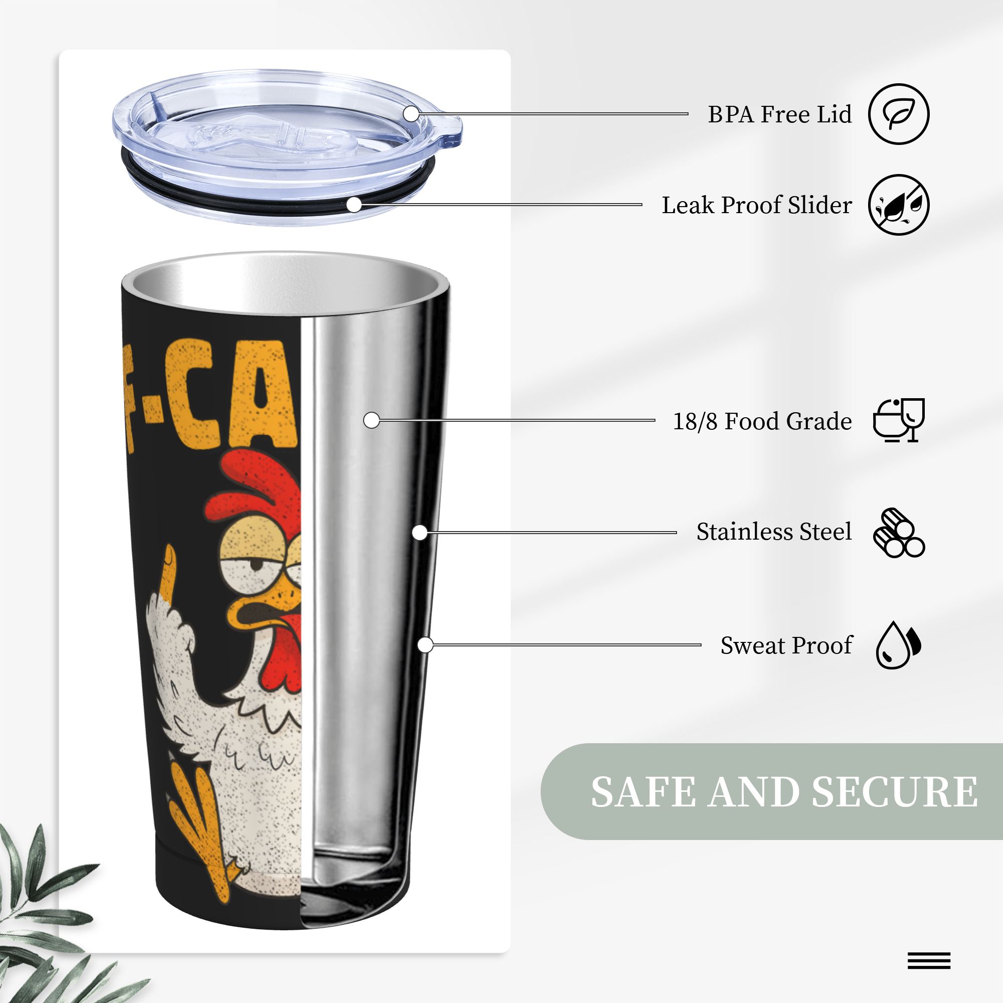Funny F-Caw-F Chicken FCAWF Tu - Stainless Steel Straw 评论和价格